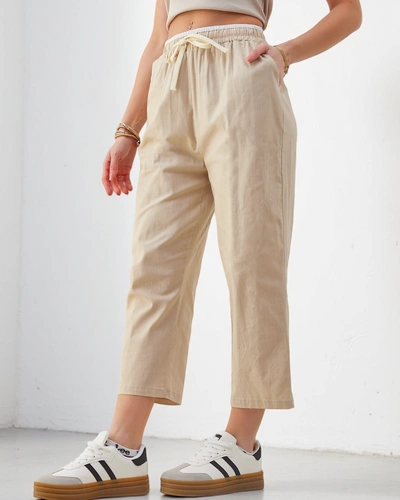 Royalfashion Cotton wide women's pants with a tie