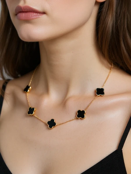 Aurelia Clavis mother-of-pearl necklace in a gold setting