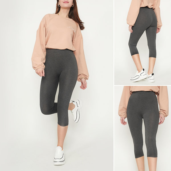 Women's 3/4 length dark gray leggings - Clothing