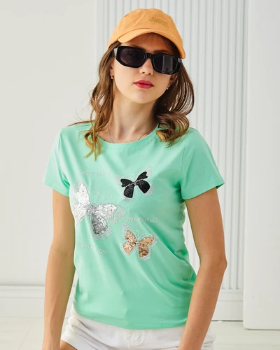 Royalfashion Women's cotton blouse with butterflies