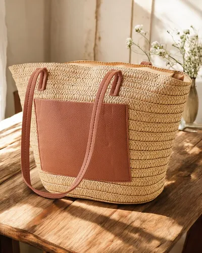 Royalfashion Large straw women's handbag