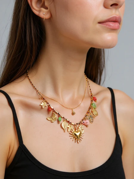 Gold-plated Calista Charmella necklace with resin pendants