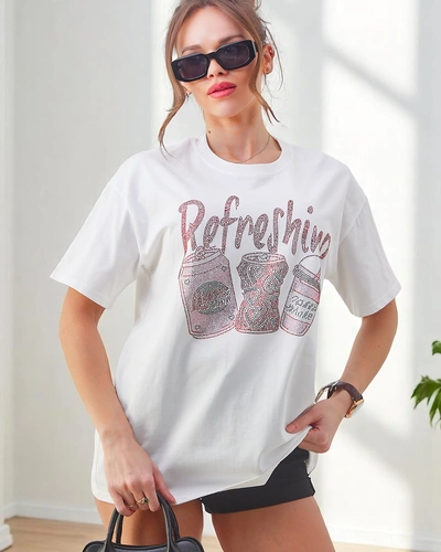Royalfashion Women's cotton t-shirt with rhinestone print
