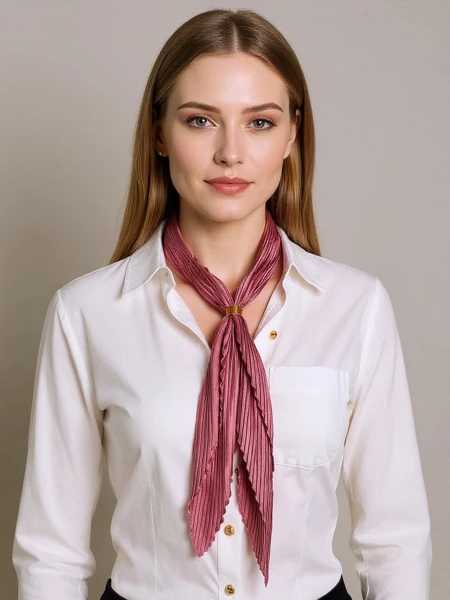 Apollonia - women's pleated dark pink scarf made of 100% polyester