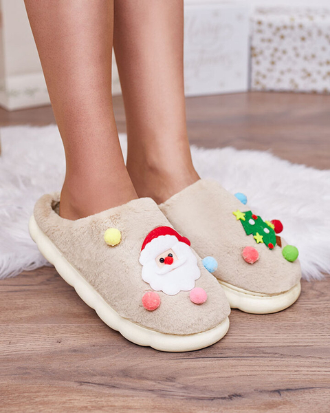 Royalfashion Christmas women's slippers in light brown Fertemse