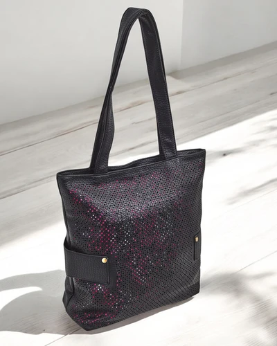 Royalfashion Large eco-leather bag with perforated finish