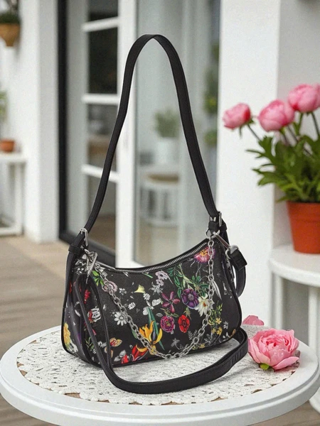 Royalfashion Small women's handbag made of eco leather with floral pattern Lily Bloom