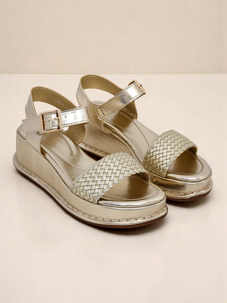 Royal Fashion Women's braided wedge sandals, Fiolle style