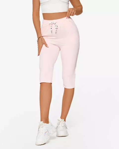 Pink Women's Fabric Shorts 3/4- Clothing