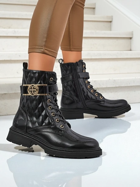 Quilted women's ankle boots made of ecological patent leather Opal Verge