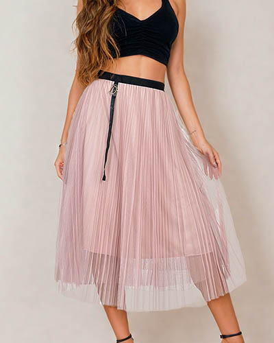Royalfashion Women's double-layered midi skirt