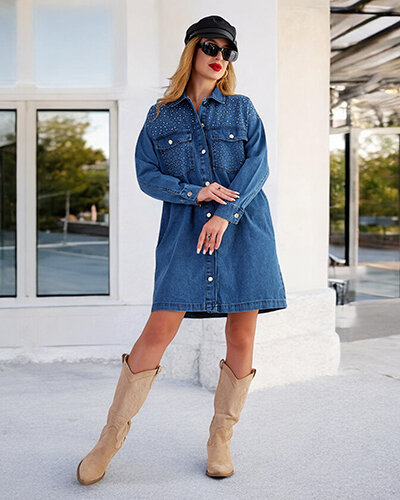 Royalfashion Women's cotton mini a'la denim dress