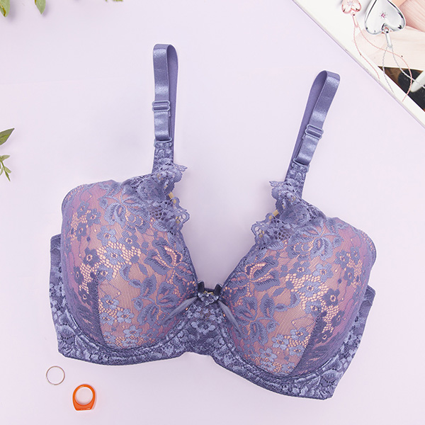 Pink bra with purple lace - Underwear