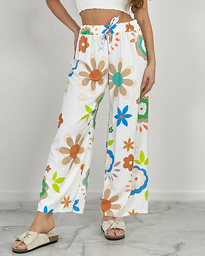 Royalfashion Women's wide floral fabric pants