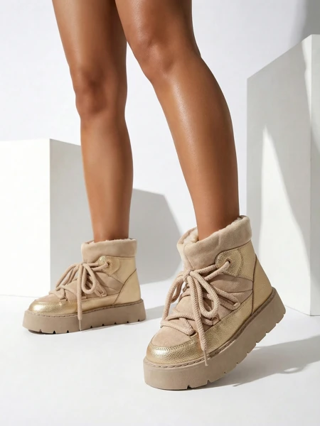 Royalfashion Women's lace-up snow boots Iniuc