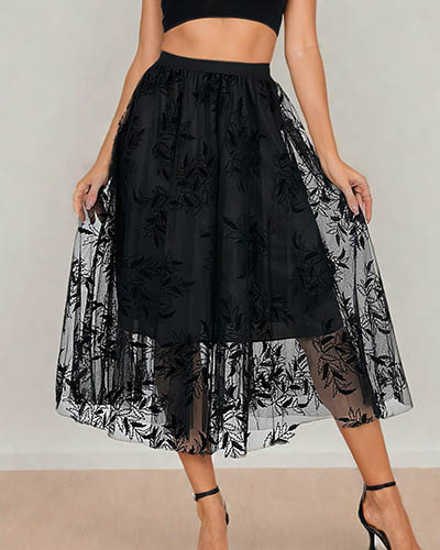 Royalfashion Women's double-layered midi skirt