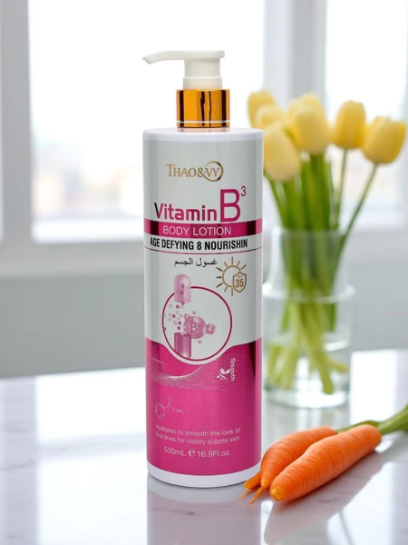 Anti-aging and moisturizing body lotion with Vitamin B3 AgeDefy