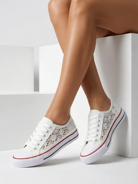 Aurelia Bianco - Royalfashion white fabric perforated sneakers, size 40