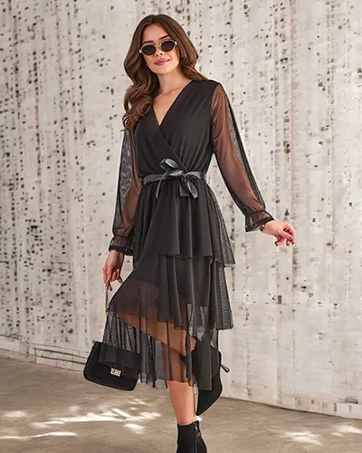 Royalfashion Women's long dress with frills