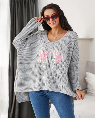 Royalfashion Acrylic women's knitted sweater with prints