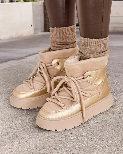 Royalfashion Women's lace-up snow boots Iniuc