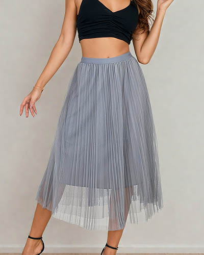 Royalfashion Women's double-layered midi skirt