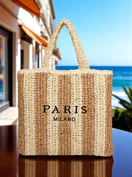 Royal Fashion Large Straw Women's Handbag, Straw Stripe