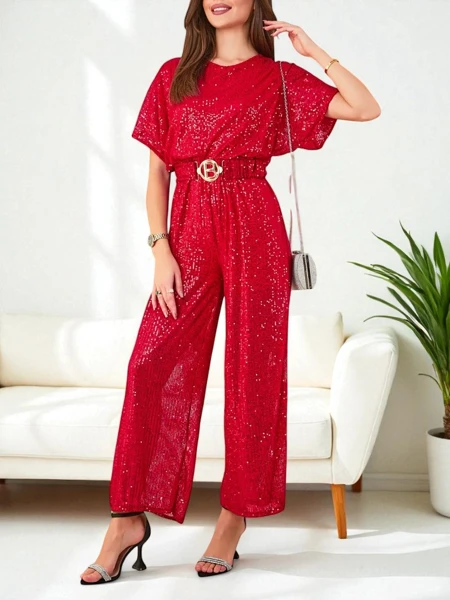 Royalfashion Women's long jumpsuit with sequins