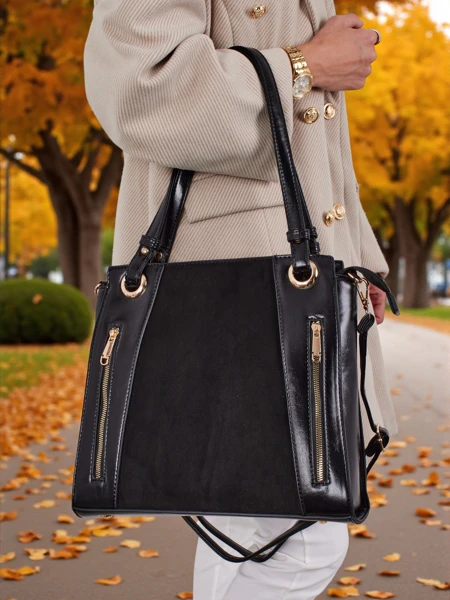 Women's shopper bag eco leather Silent Raven