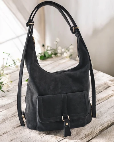 Royalfashion Women's handbag made of matte eco-leather with a pocket on the front