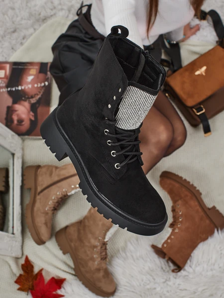 Eco-Suede Lace-Up Women's Ankle Boots Ferlyne