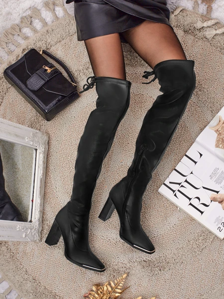 Women's Over-the-Knee Eco Leather Block Heel Boots Aurora Drift