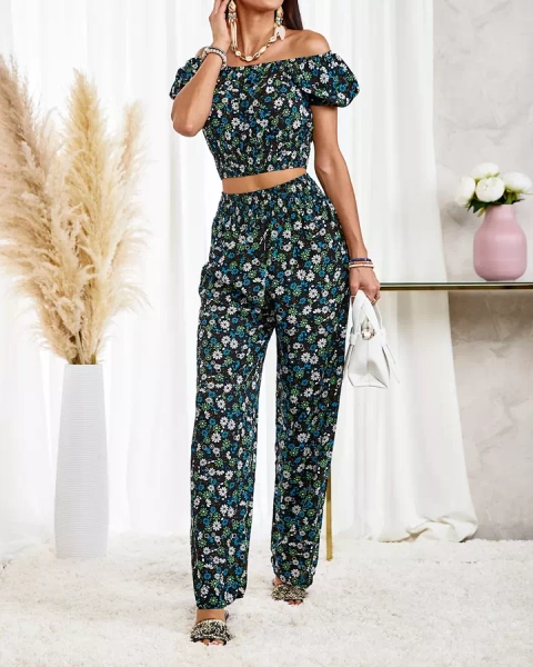 Royalfashion Black two-piece women's floral set