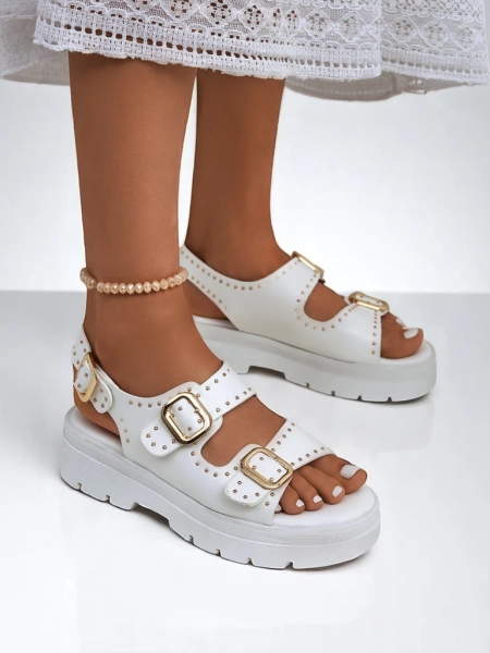 Royalfashion Women's Thick Sole Sandals with Rhinestones Rocky Chic