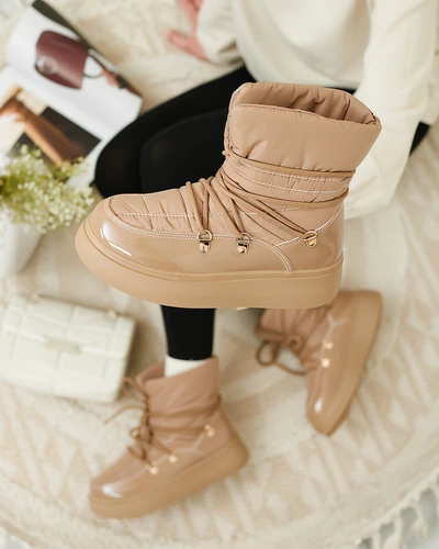 Royalfashion Women's slip-on snow boots in brown color Dabenda