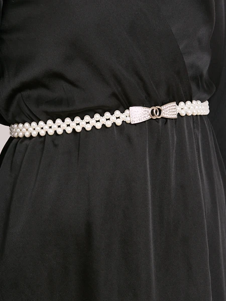 Callista pearl women's belt with a bow buckle - Italian-style elegance