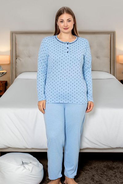 Royalfashion Women's Cotton 2-Piece Heart Print Plus Size Pajama