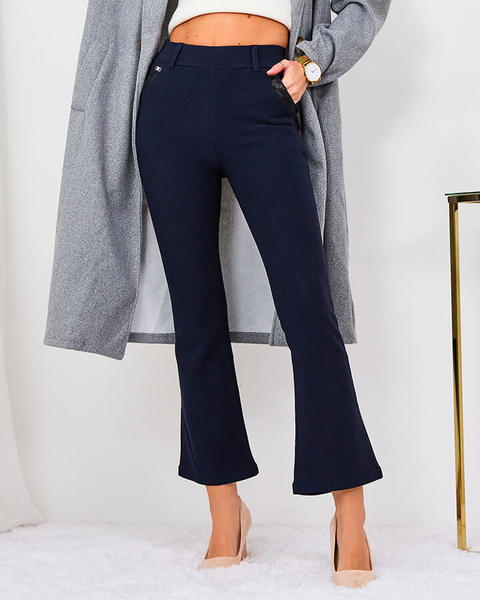Royalfashion Navy blue women's fabric pants a'la bells