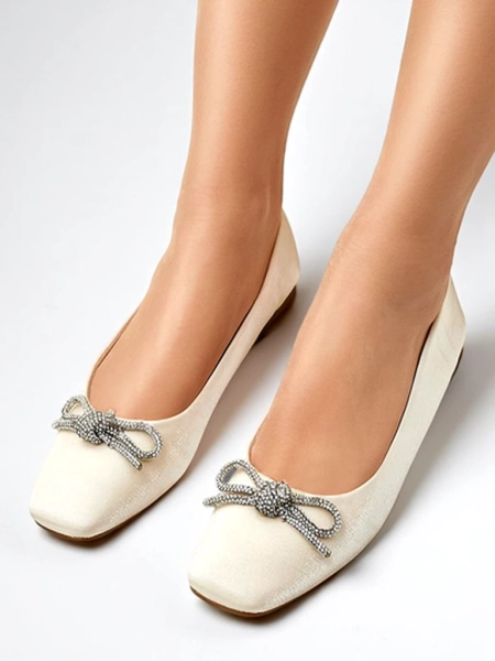 Royalfashion Women's ballet flats with a bow and shine Ofenal