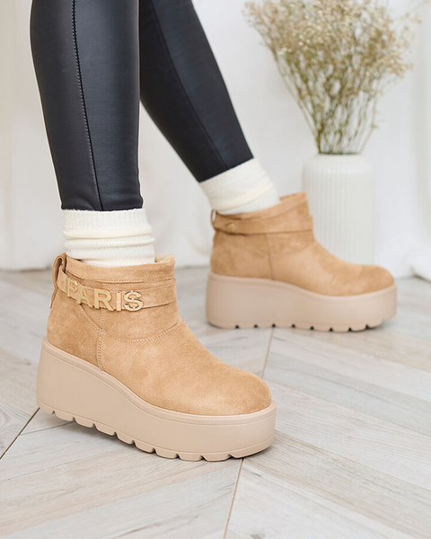 Royalfashion Light brown women's shoes a'la snow boots with ornament Parisela