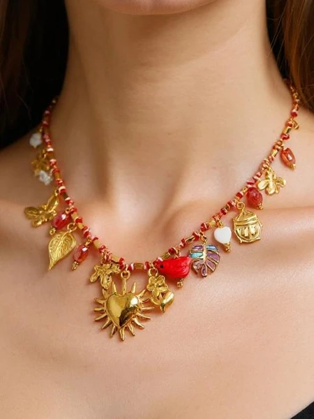 Calista Charmella Necklace with resin and gold-plated metal charms
