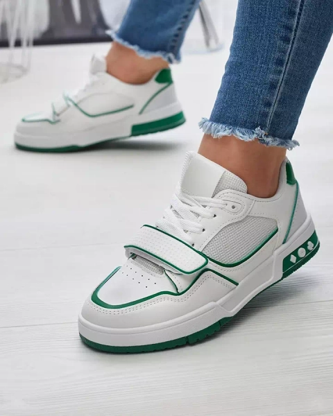 Women's sports sneakers in white and green color Xirrat- Footwear
