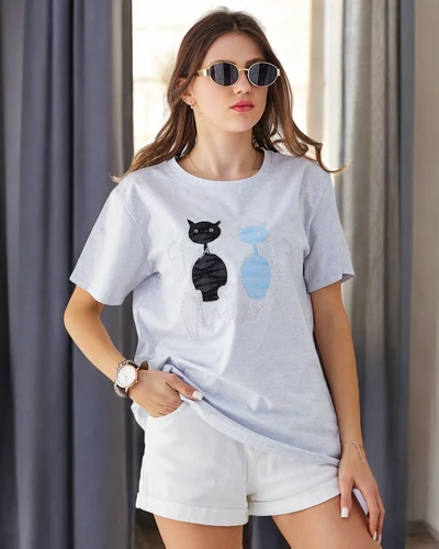 Royalfashion Cotton women's t-shirt with kittens