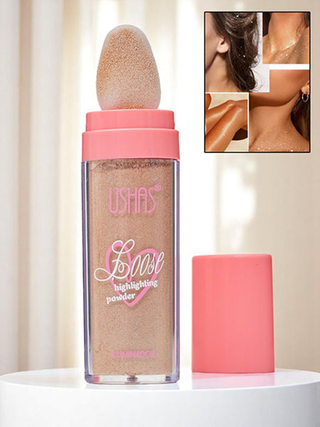 USHAS Loose highlighter for the face with sponge Sunset Kiss