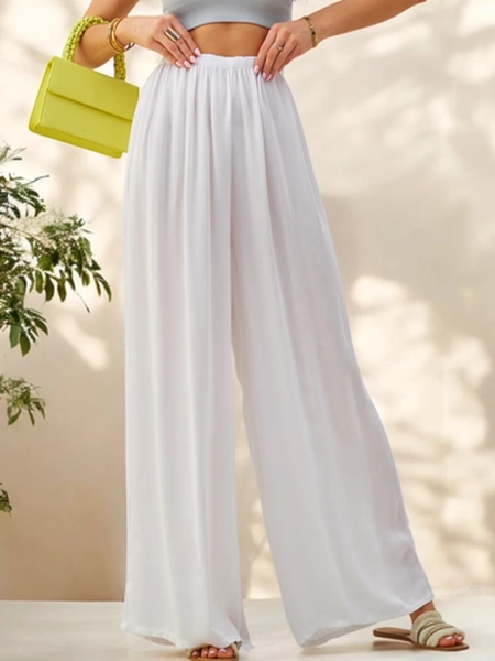 Royalfashion Viscose straight women's trousers made of fabric