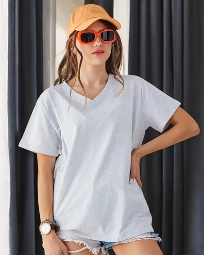 Royalfashion Women's Cotton Casual T-shirt with V-neck