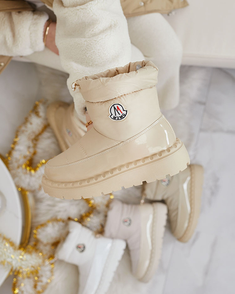 Royalfashion Women's slip-on snow boots in beige color Ireda