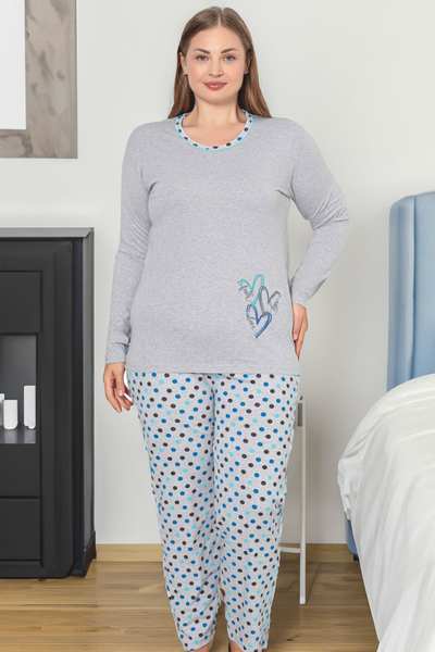 Royalfashion Women's 2-piece cotton polka dot pajamas PLUS SIZE