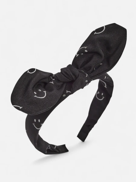 Royalfashion Children's headband with a bow with a smiley face print