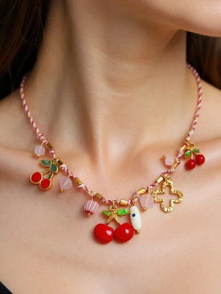 Atena Charm Cherry Necklace – golden cherry amulets